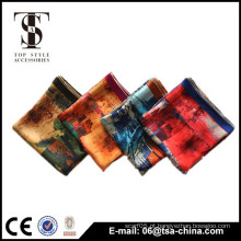 2015 Moda Senhora Impresso 100 Silk Satin Square Scarf